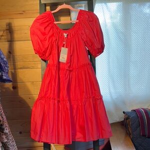 ANTONIO MELANI Red Puff Sleeve Sundress